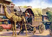 09-Kamelkarren-auf-einer-Strae-in-Delhi-Indien